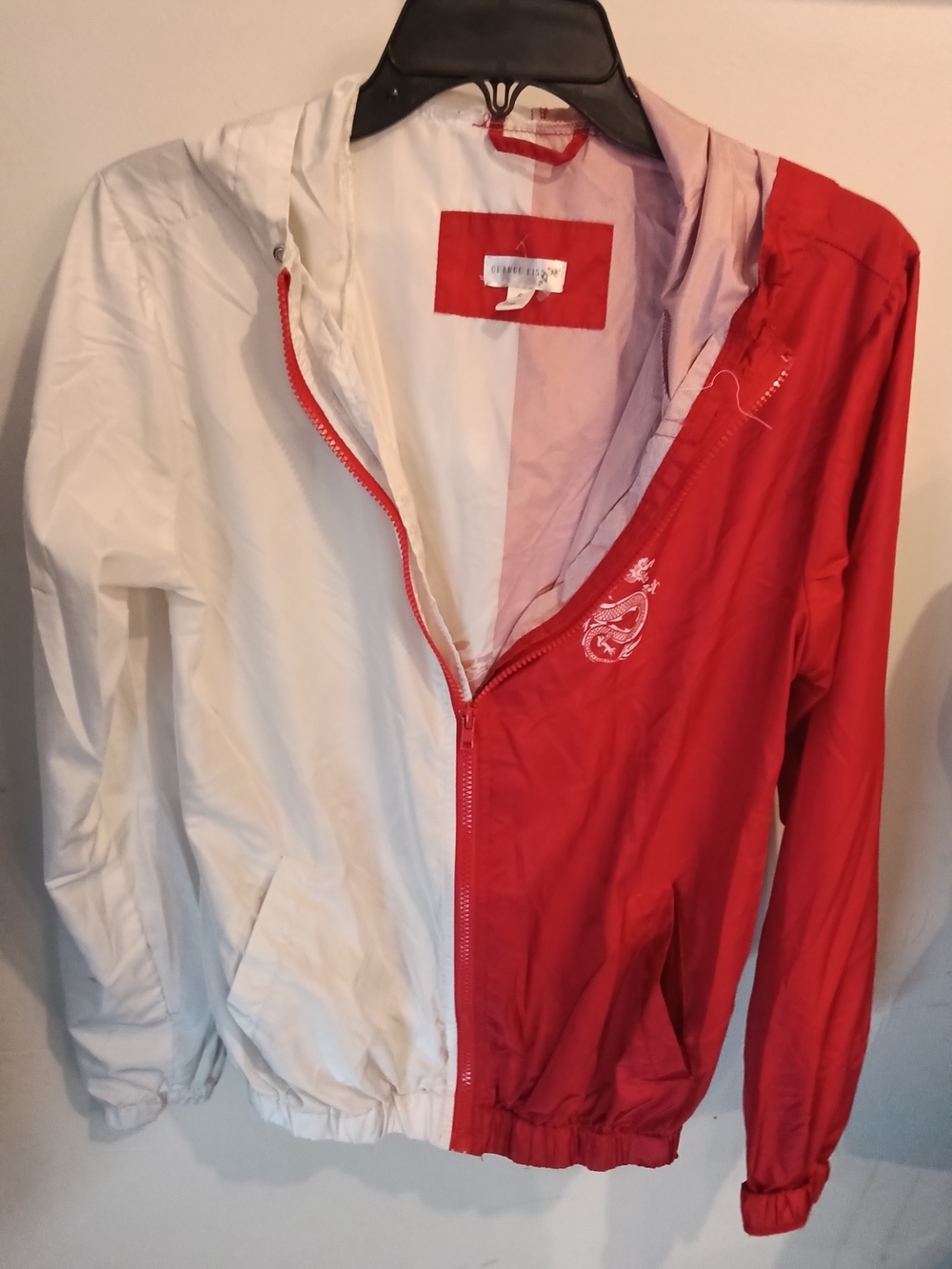 Chunky Two-Tone Red & White Windbreaker Jacket